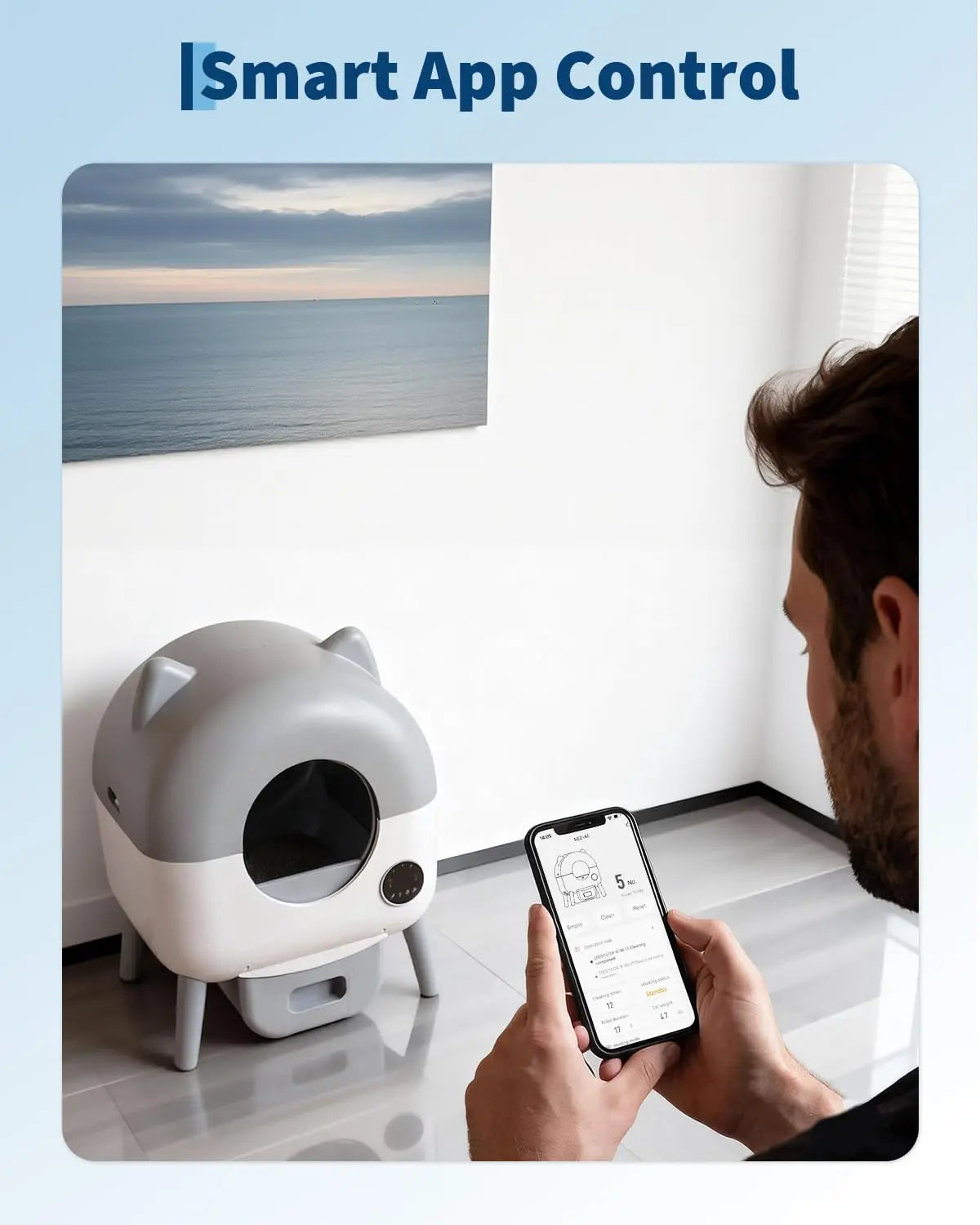 76L Self-Cleaning Cat Litter Box | 15-Day Waste Bin | ≤35dB Quiet | LED Night Light | App Control
