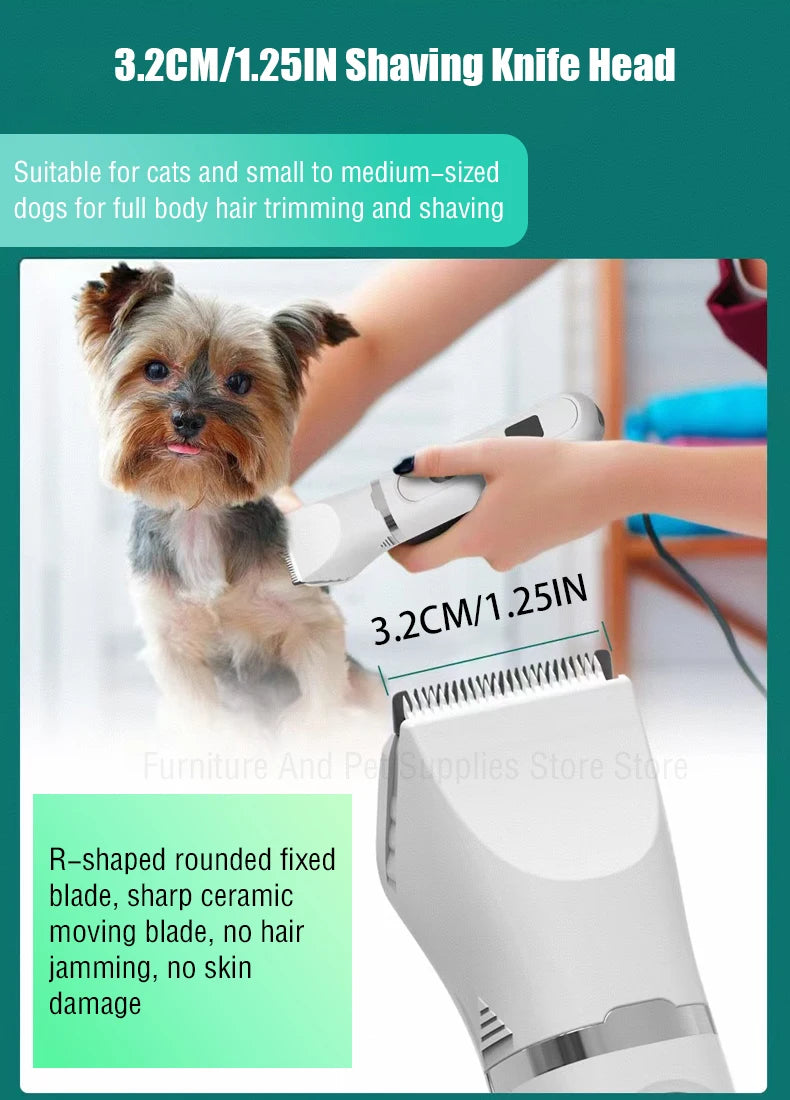4-in-1 Cordless Pet Grooming Set with 4 Blades — Low Noise Rechargeable Clipper