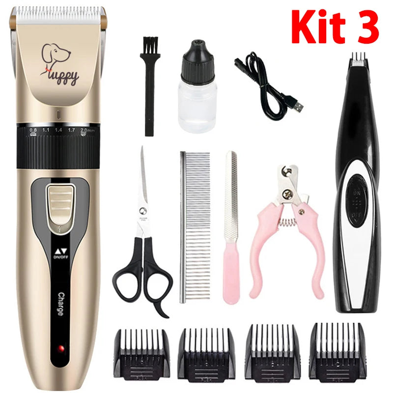 Professional Rechargeable Pet Grooming Clipper Kit for Dogs & Cats