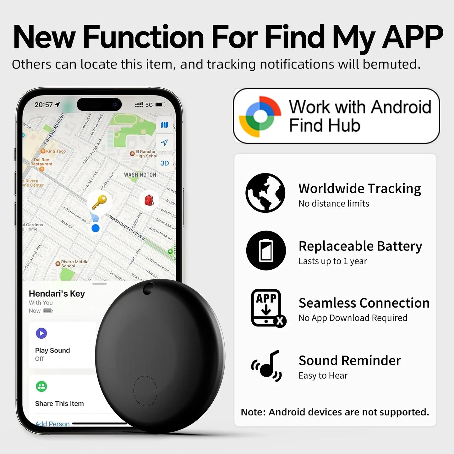 Bluetooth Tracker Compatible with Google Find My Device — 1 or 2 Pack