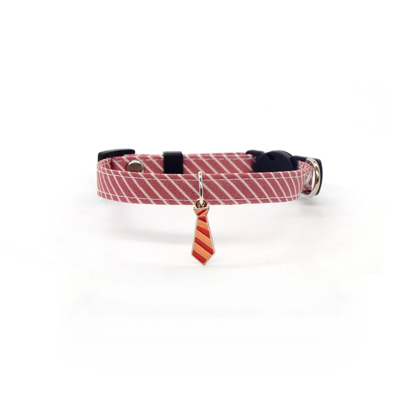 Collier pour chat rayé réglable avec nœud papillon et clochette