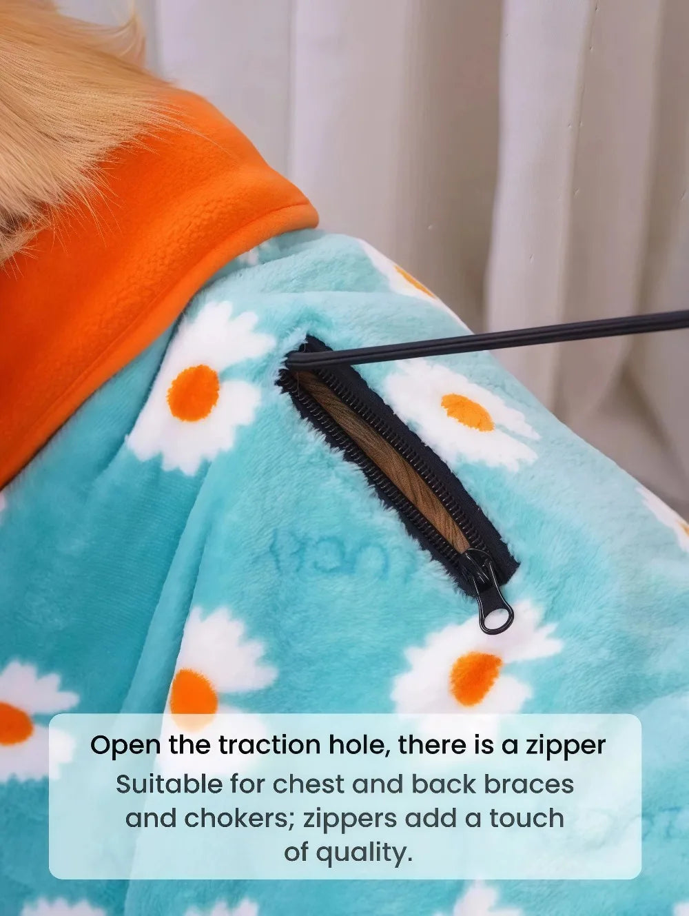 Manteau polaire à capuche pour chien avec trou pour laisse | Veste d'hiver chaude et ajustable pour chiens de petite à grande taille