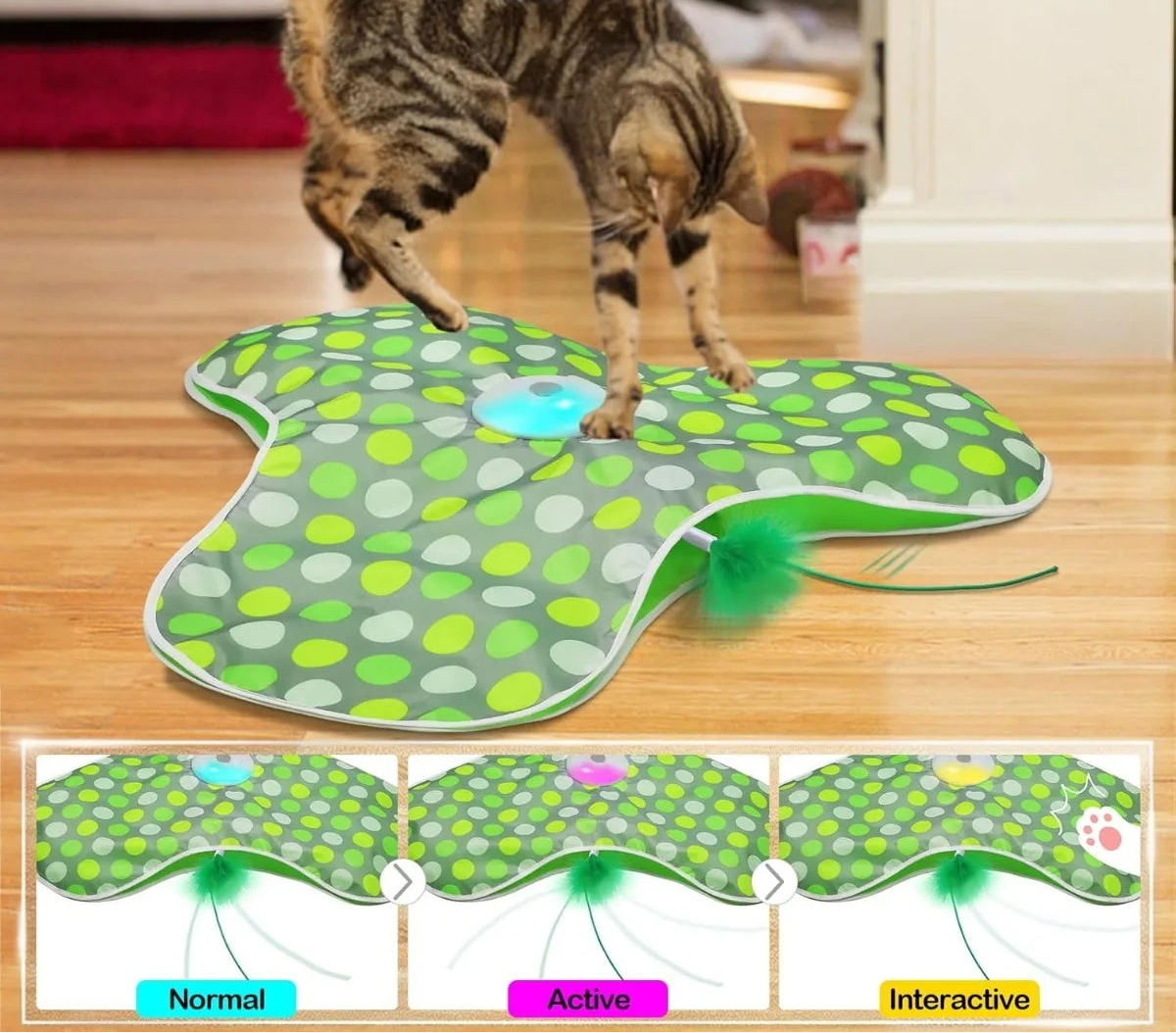 Jouet interactif pour chat - Plume mobile rechargeable et souris couineuse