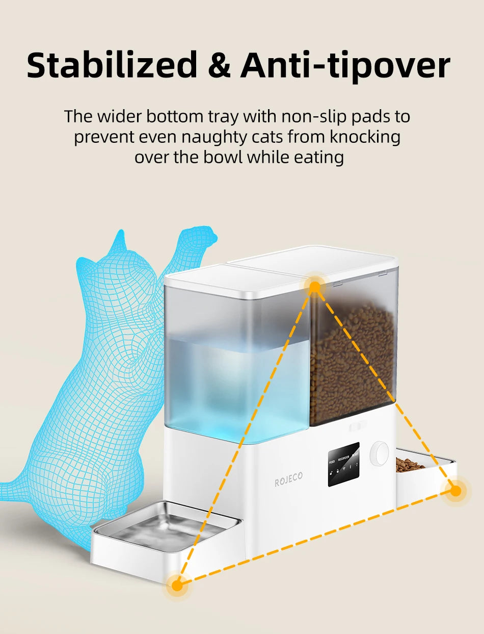 2-in-1 Automatic Pet Feeder & Gravity Water Fountain with Camera