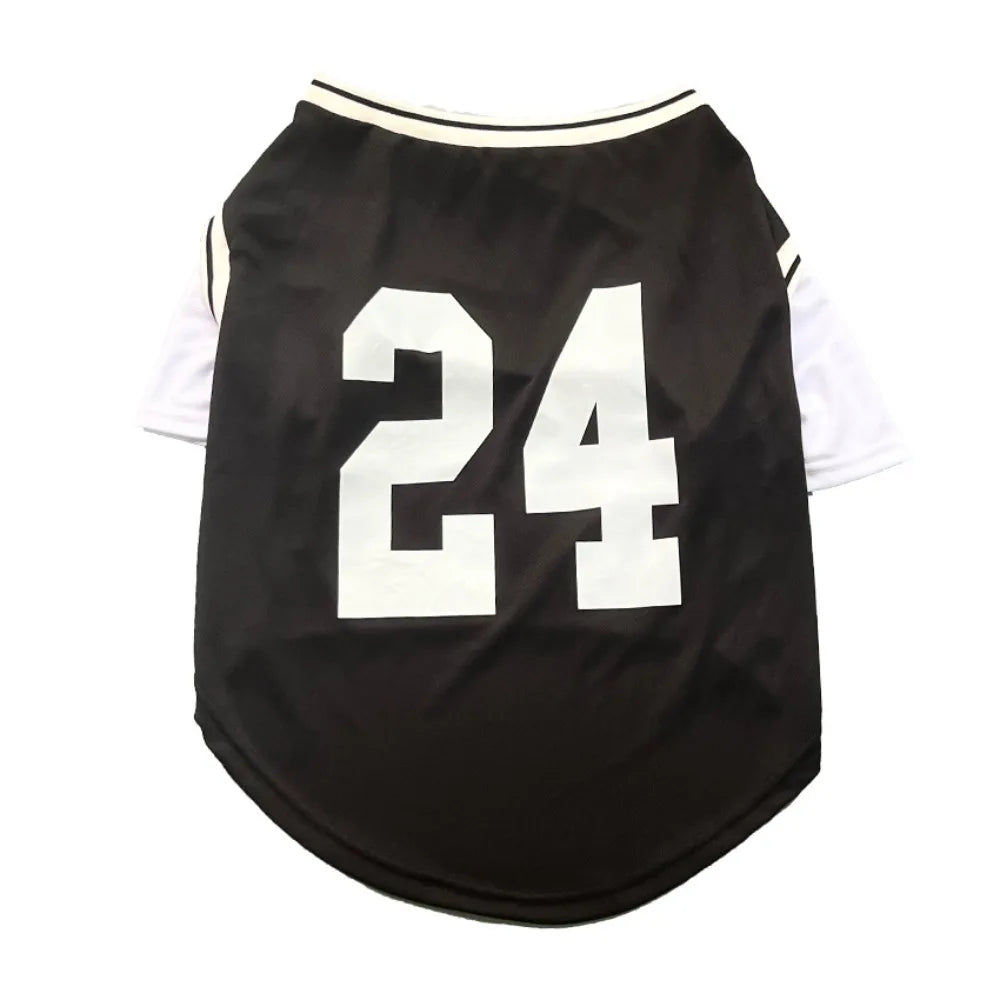 T-shirt gilet rafraîchissant pour chien en similicuir imprimé ballon de basket | Haut décontracté d'été pour chiens de taille moyenne et grande