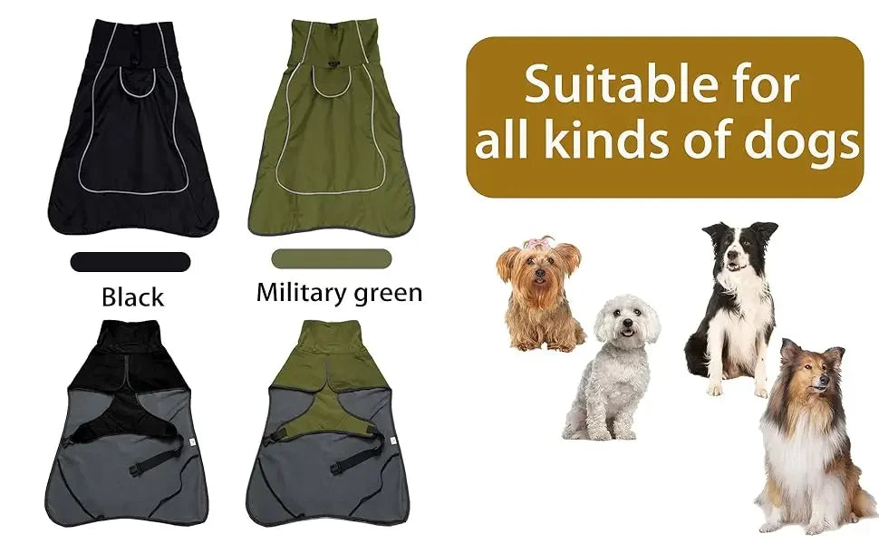 Waterproof Dog Jacket - Fleece Lined Reflective Coat for Cold Weather