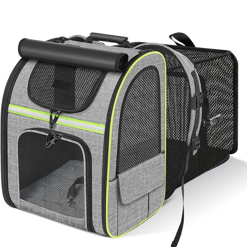 Sac à dos de transport extensible pour chat avec housse pare-soleil et maille respirante
