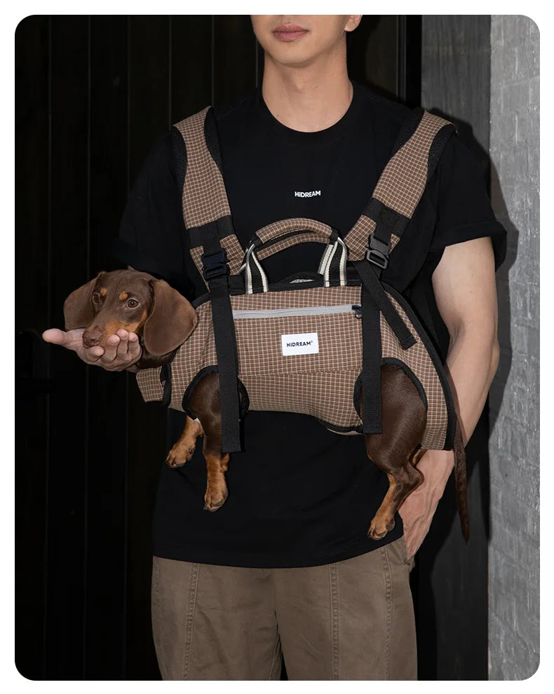 Horizontal Dog Backpack with Ice Silk Cooling & Spine Protector for Small Dogs & Cats