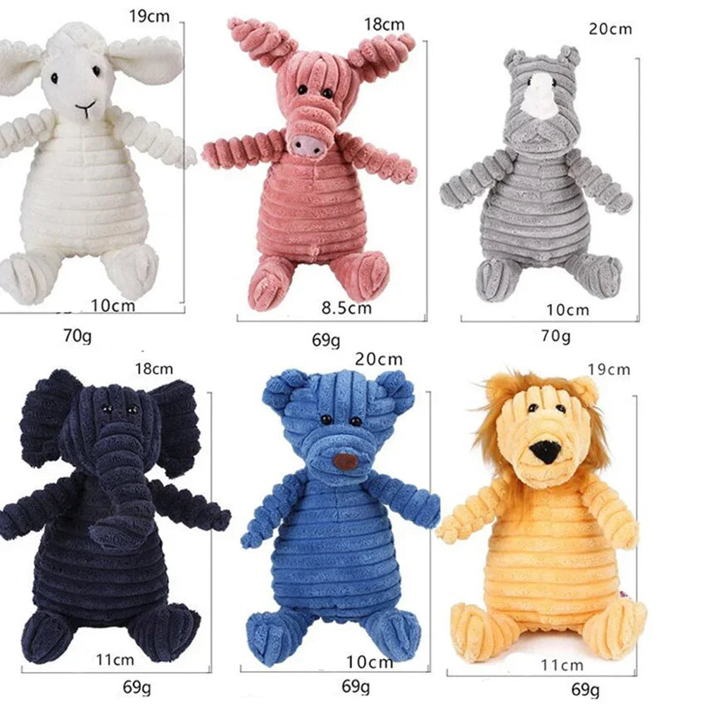 Jouet couineur en peluche pour chien - Forme d'animal en velours côtelé résistant aux morsures