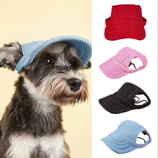 Mesh Dog & Cat Baseball Sun Cap with Ear Holes | Adjustable Outdoor Summer Sunhat for Puppies & Small to Large Dogs