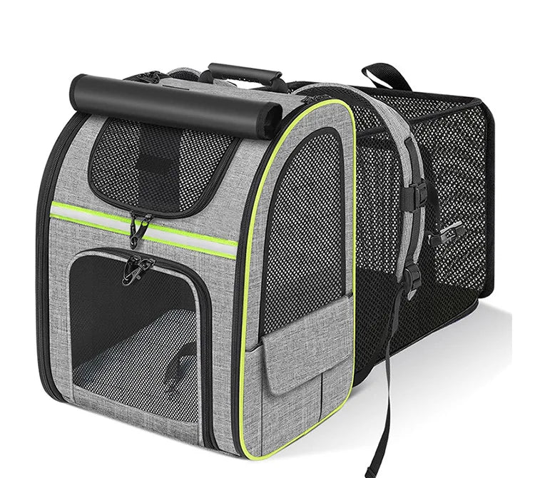 Sac à dos de transport extensible pour chat avec housse pare-soleil et maille respirante