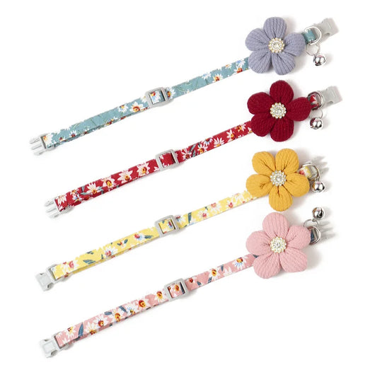 Adjustable Flower Collar Bandana for Cats & Small Dogs