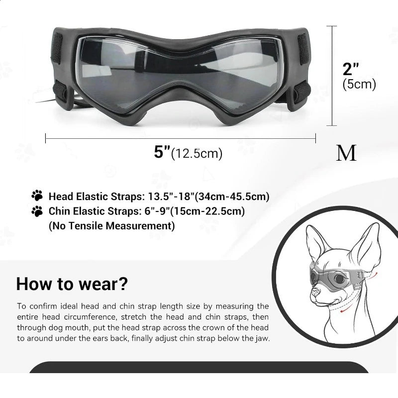 UV-Protective Dog Sunglasses – Windproof Anti-Fog Goggles for Outdoor Travel