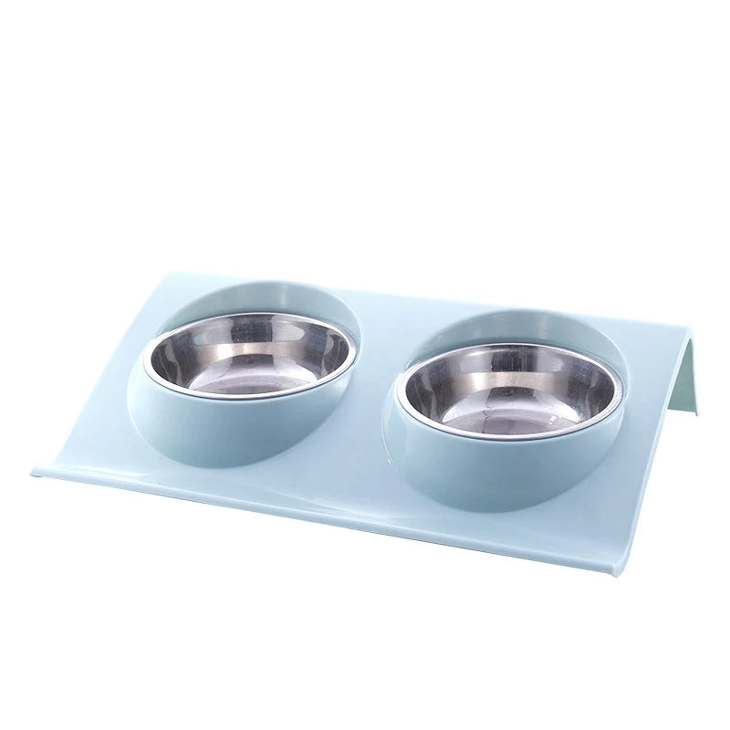 Stainless Steel Double Bowl Feeding Station for Dogs & Cats