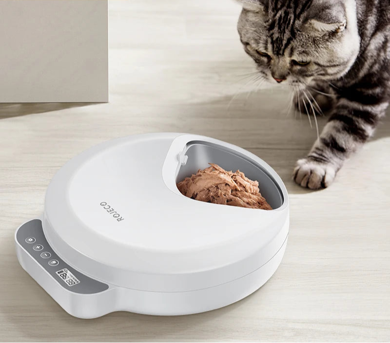 Distributeur Automatique de Croquettes 4 Repas - Distributeur Intelligent Nourriture Sèche et Humide pour Chats et Chiens