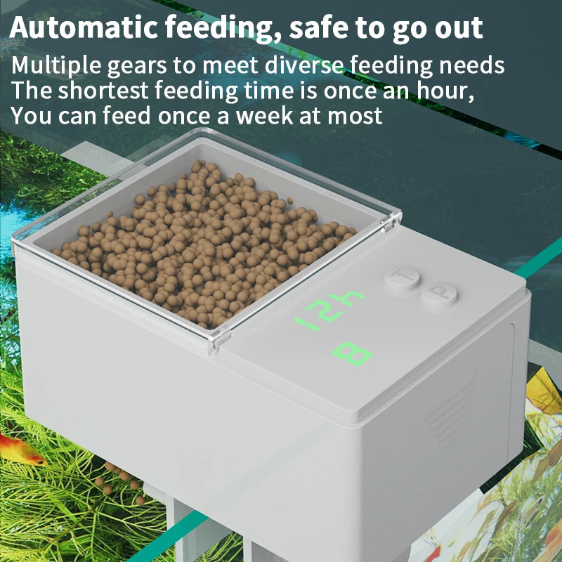 Distributeur automatique de nourriture pour poissons – Distributeur quantitatif pour poissons rouges et aquariums intérieurs