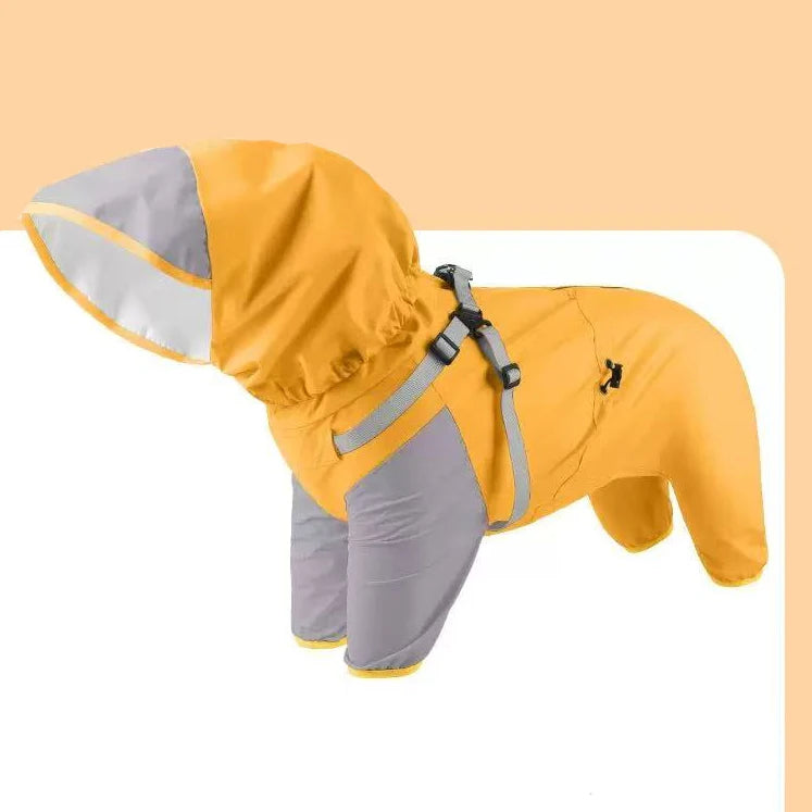 Waterproof Reflective Hooded Dog Raincoat – S to 3XL