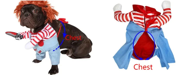 Costume de Chien Poupée Ensanglantée Halloween avec Perruque