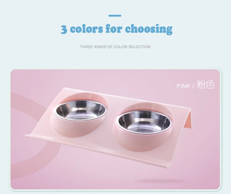 Stainless Steel Double Bowl Feeding Station for Dogs & Cats