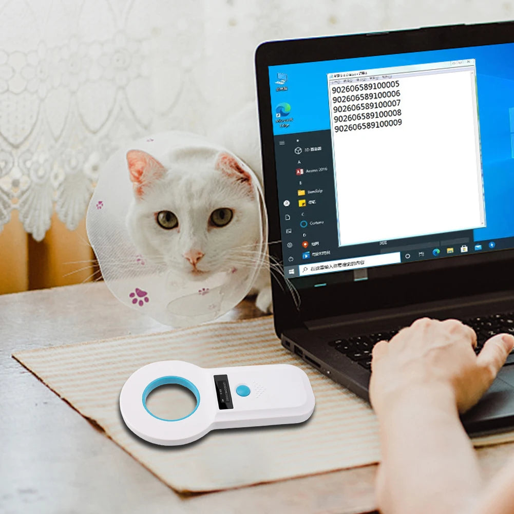 Handheld Pet Microchip Scanner | RFID & EMID Reader with OLED Display