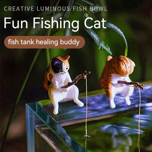 Fishing Cat Aquarium Decoration Ornament