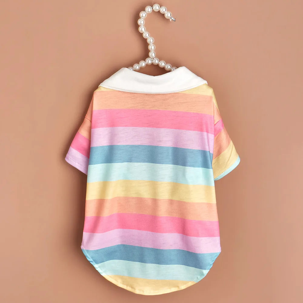 Classic Stripe Polo Shirt for Cats & Small Dogs