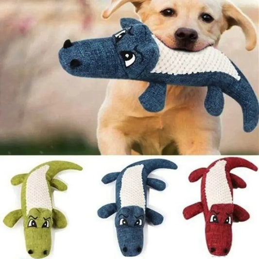 Squeaky Plush Crocodile Chew Toy for Dogs
