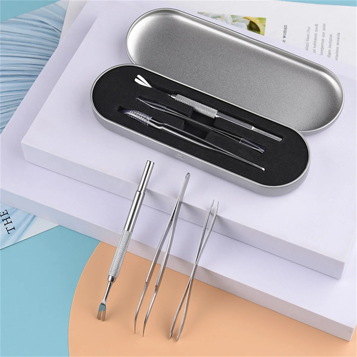 Stainless Steel Tick & Flea Remover Tool Set for Dogs & Cats