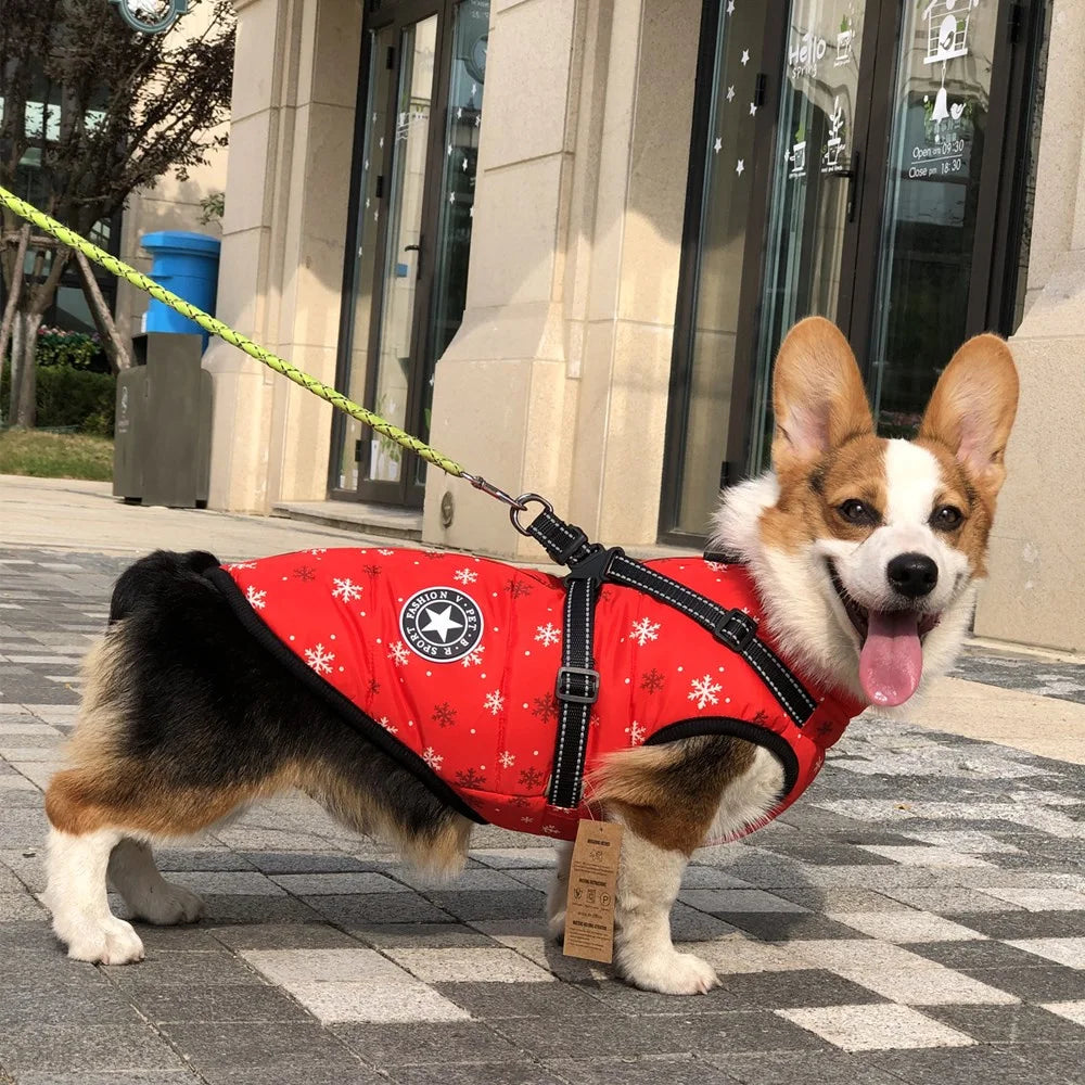 Reflective Fleece Dog Jacket with Integrated Harness