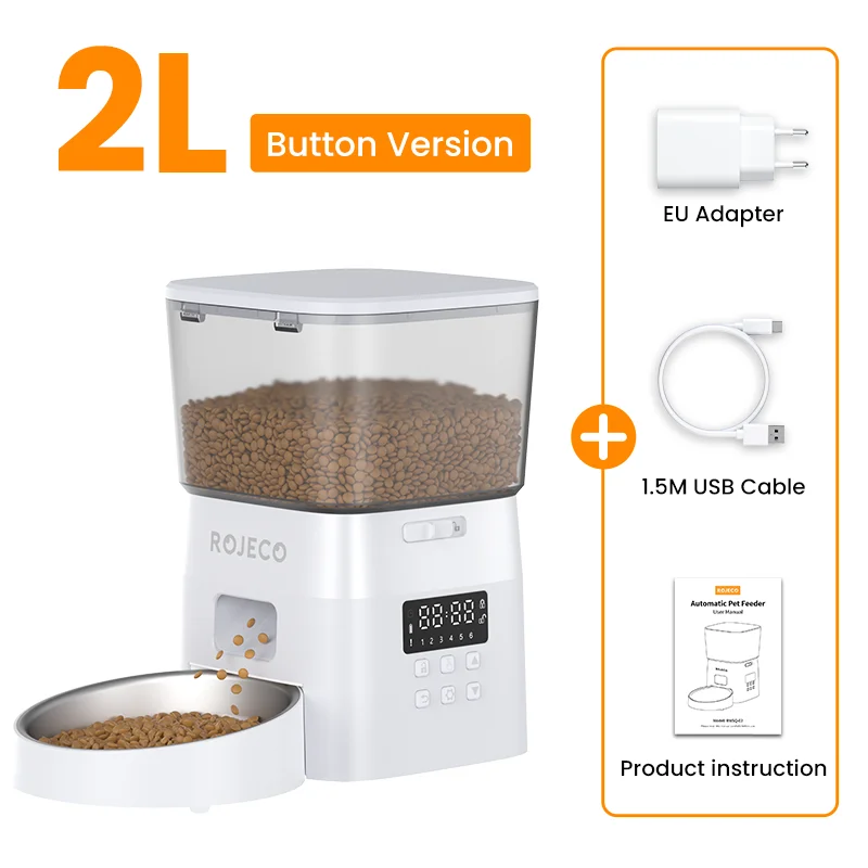 Smart Automatic Pet Feeder & Kibble Dispenser — Button Version