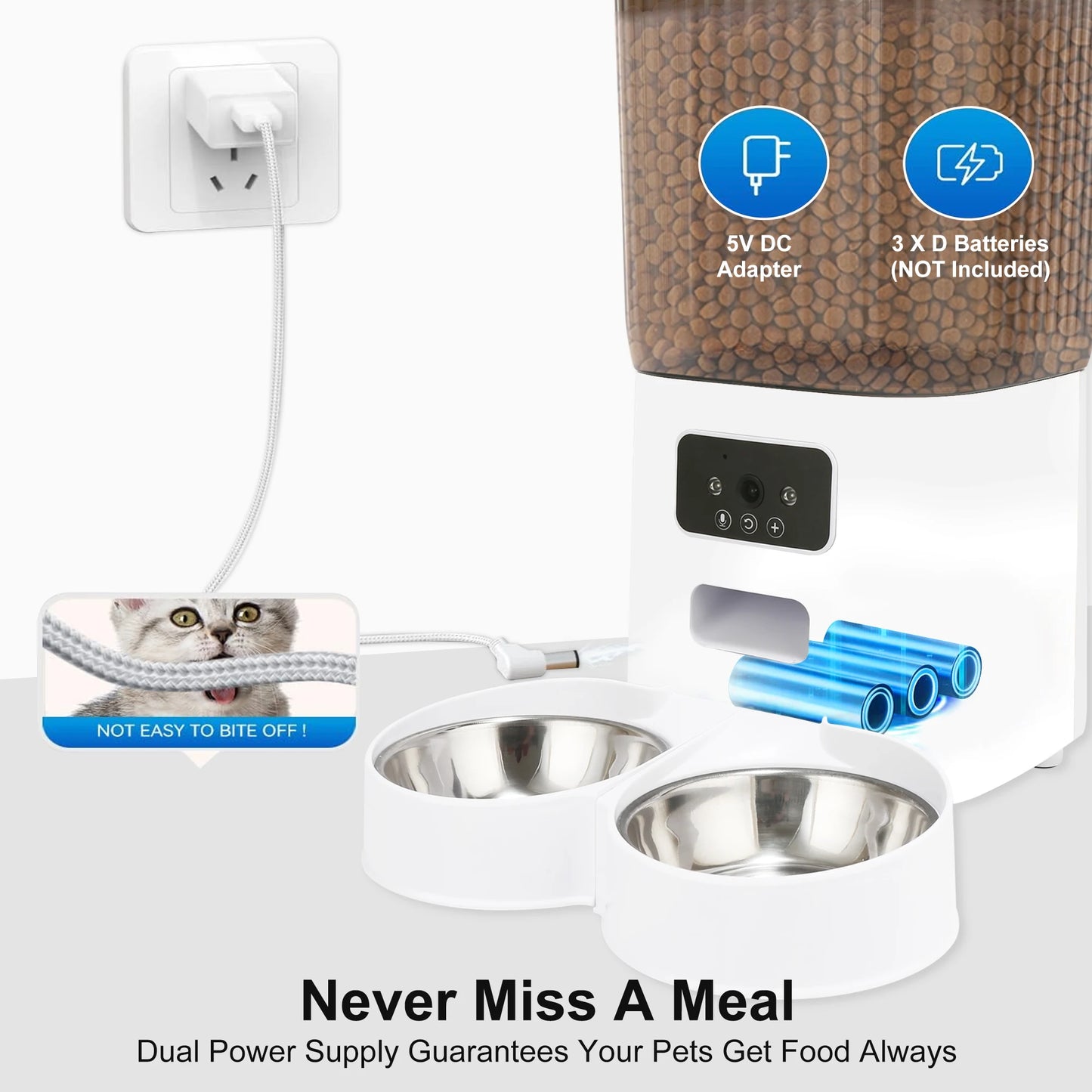 5L Smart WiFi Pet Feeder with Camera – App-Controlled Automatic Food Dispenser for Cats & Dogs