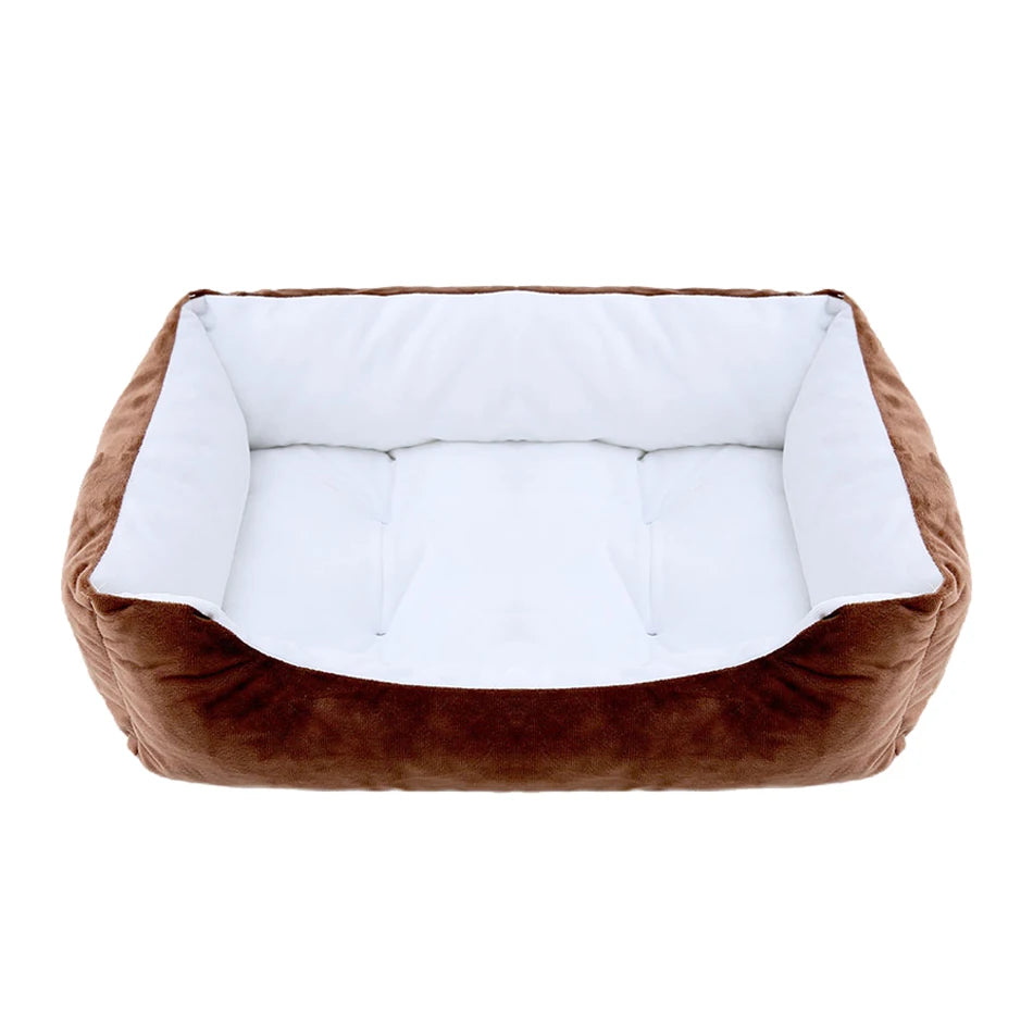 Square Plush Calming Dog & Cat Bed – Waterproof Oxford Sofa Cushion for Small & Medium Pets