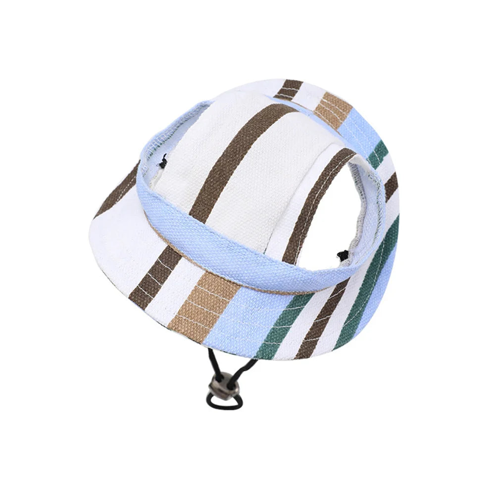 Striped Canvas Pet Sun Hat for Cats & Small Dogs