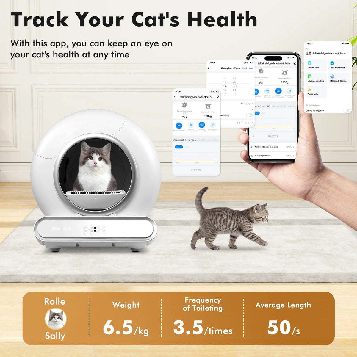 65L Self-Cleaning Cat Litter Box | Wi-Fi & App Control | Ozone Odour Control | UK Plug