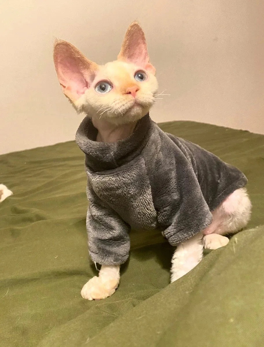 Fleece High Neck Cat Hoodie