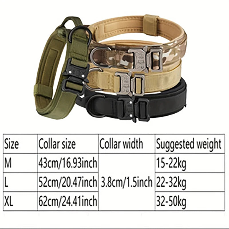 Tactical Military Nylon Dog Collar with Control Handle & Metal Buckle