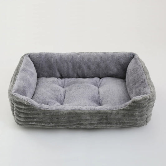 Square Plush Calming Dog & Cat Bed – Waterproof Oxford Sofa Cushion for Small & Medium Pets