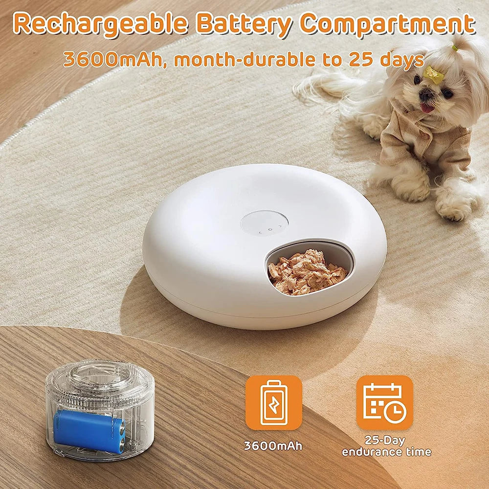 Distributeur automatique de nourriture pour animaux de compagnie Wi-Fi pour aliments secs, humides et surgelés, avec minuteur et contrôle des portions, amovible, pour chiens et chats.