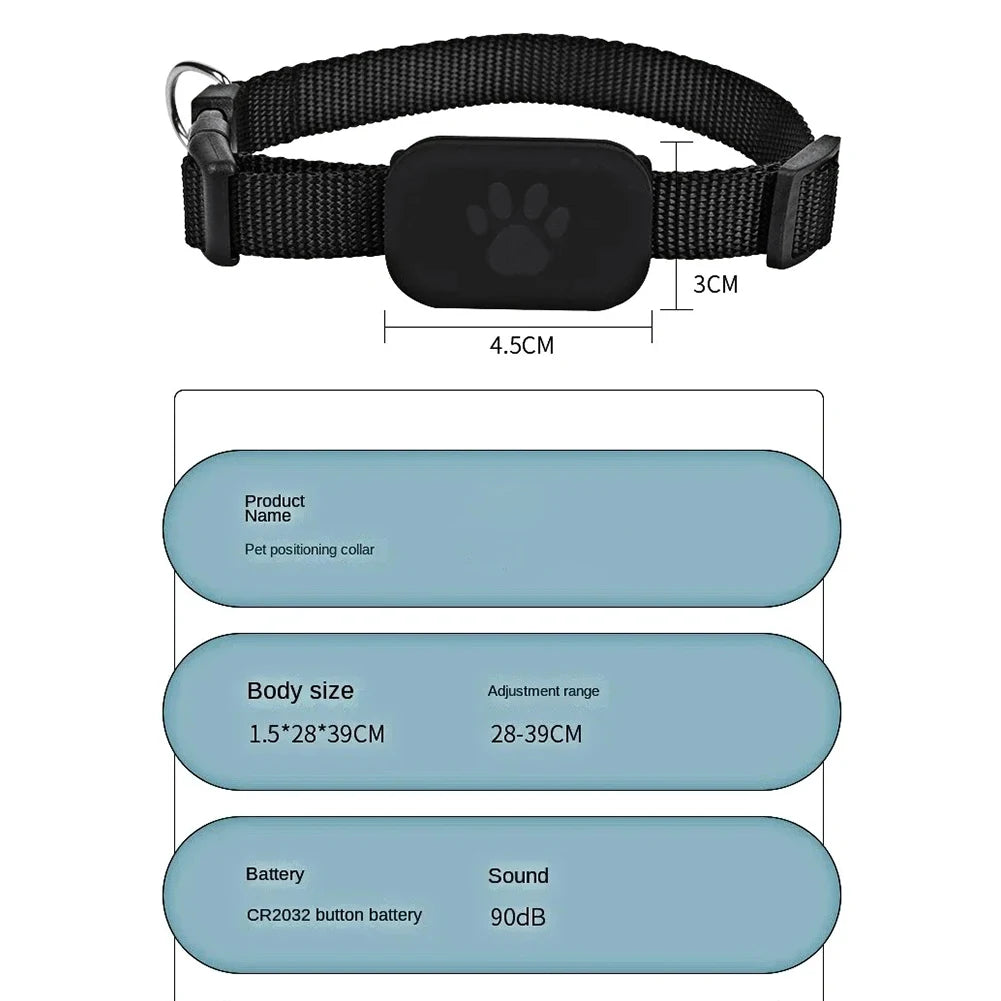 Wearable Pet Locator with Adjustable Silicone Collar for Dogs & Cats