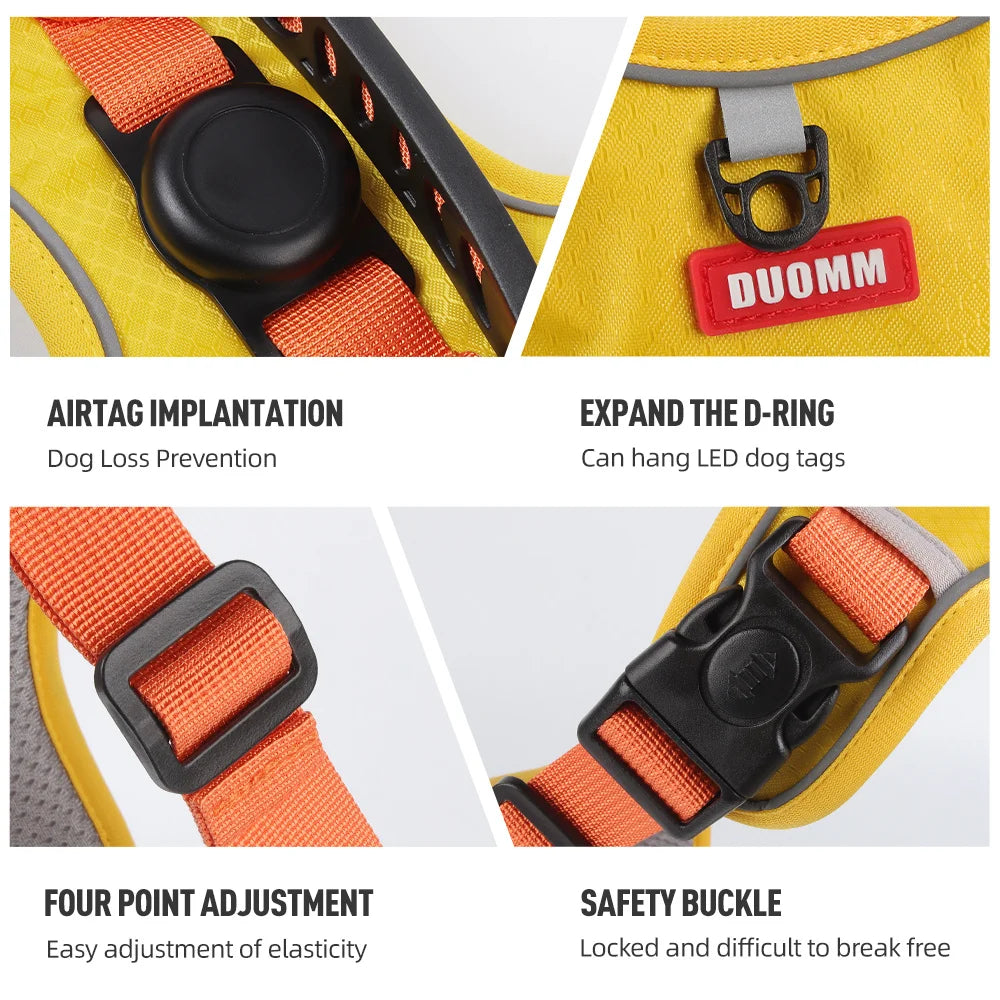 Reflective No-Pull Dog Harness Vest with AirTag Holder