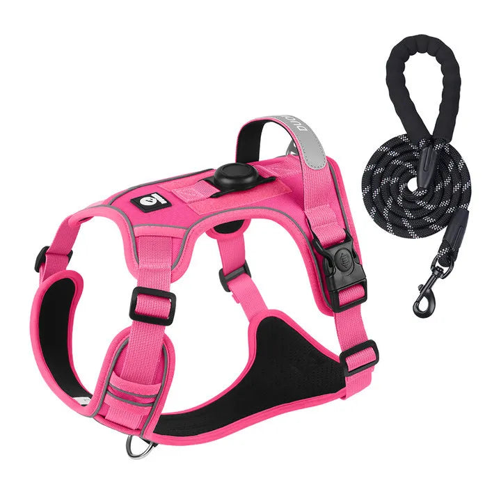Tactical No-Pull Dog Harness with AirTag Holder – Reflective Vest for Medium & Large Dogs
