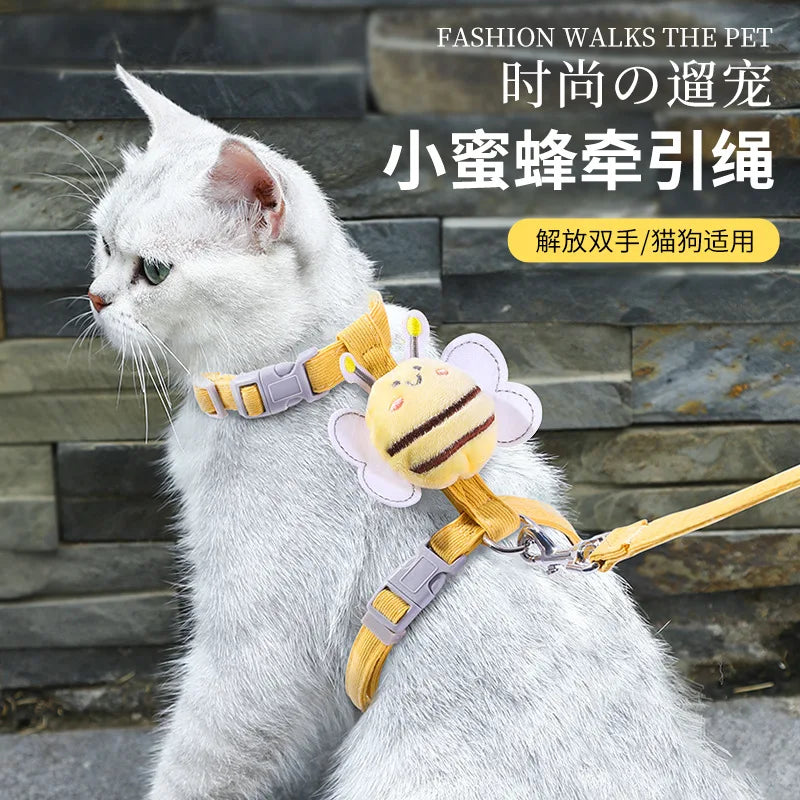 Ensemble Harnais et Laisse Réglables et Respirants pour Chats et Petits Chiens
