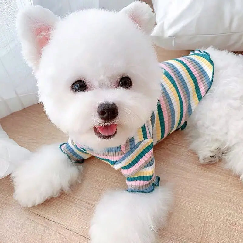 Cotton 100% Cat Dog Vest Summer Pet Clothes Stripe Pullovers for Small Dogs Cats Chihuahua Pomeranian Puppy Ropa Para Perros