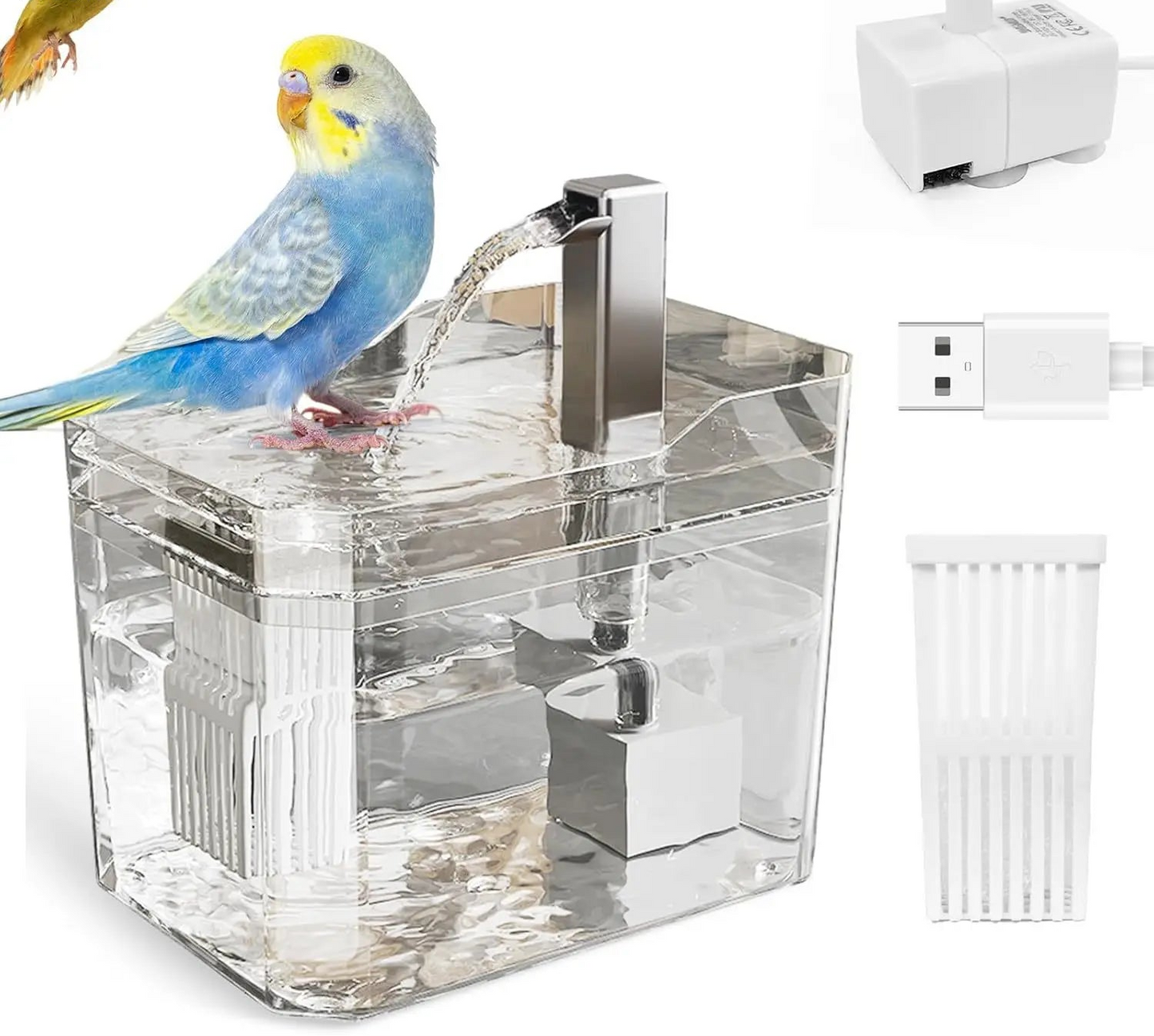 Baignoire automatique pour oiseaux avec pompe - Fontaine de douche intérieure pour perruches et perroquets