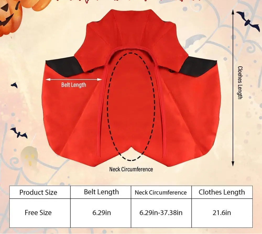 Cape de vampire pour chat – Costume d'Halloween réglable pour animaux de compagnie