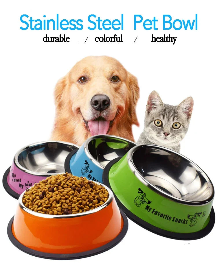 Stainless Steel Pet Food & Water Bowl for Dogs & Cats