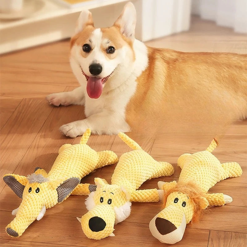 Plush Squeaky Dog Toy - Durable Animal Chew Toy for Small & Large Dogs