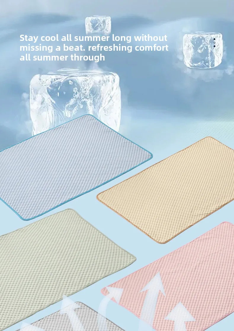 Ice Silk Cooling Mat for Cats & Dogs — Breathable Summer Pet Nest in 3 Colours & 6 Sizes