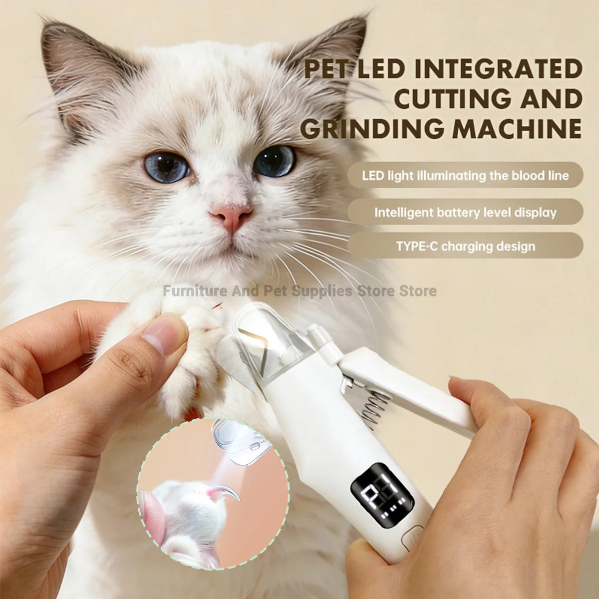 2-in-1 Electric Pet Nail Clipper & Grinder with LED