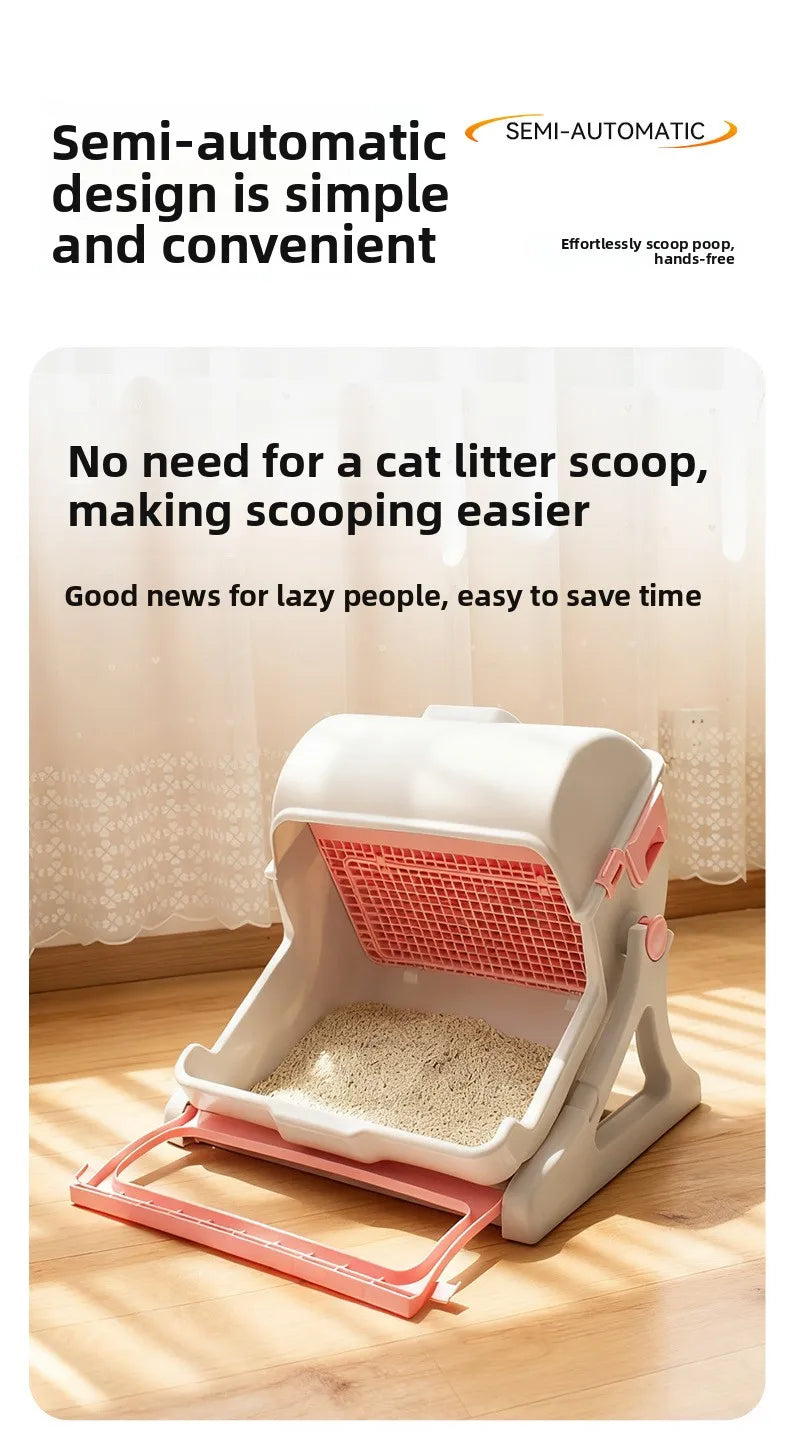 Semi-Automatic Self-Cleaning Cat Litter Box — XXL Semi-Enclosed Design, 4 Styles